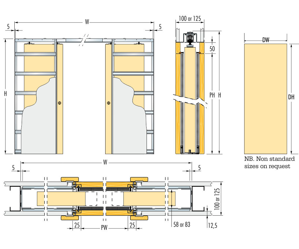 Eclisse Unico SD Fire Pocket Door Kit (100mm Wall Thickness) Pocket Door Shop